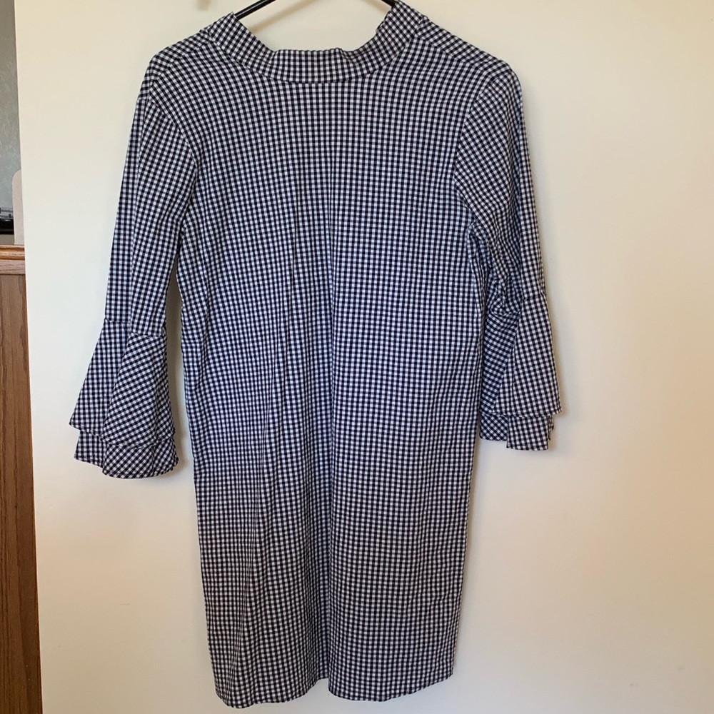 Gingham Black & White Tie Back Dress